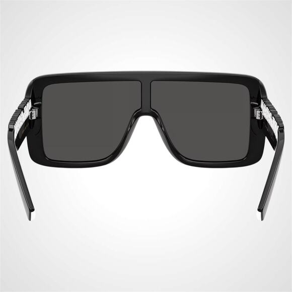 New Dolce & Gabbana Sunglasses Black Rectangle Shield Aviator Mask White Logo - Picture 4 of 6